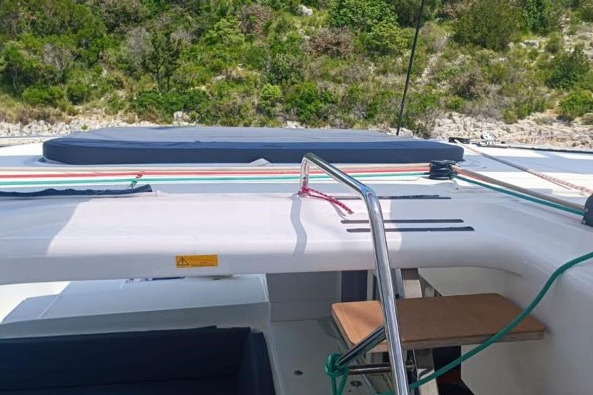 Deck of Nathalie, a Lagoon 450 S catamaran at Split, Croatia