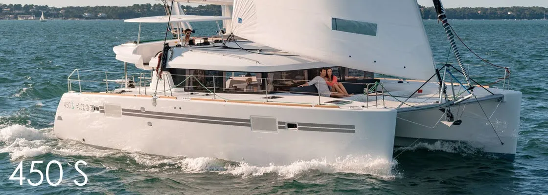 Exterior view of Nathalie, a Lagoon 450 S catamaran at Split, Croatia