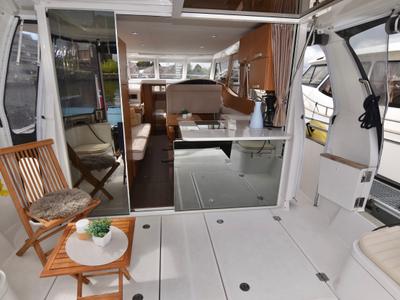 Deck of Dalen, a Greenline 33 yacht at Porsgrunn, Norway