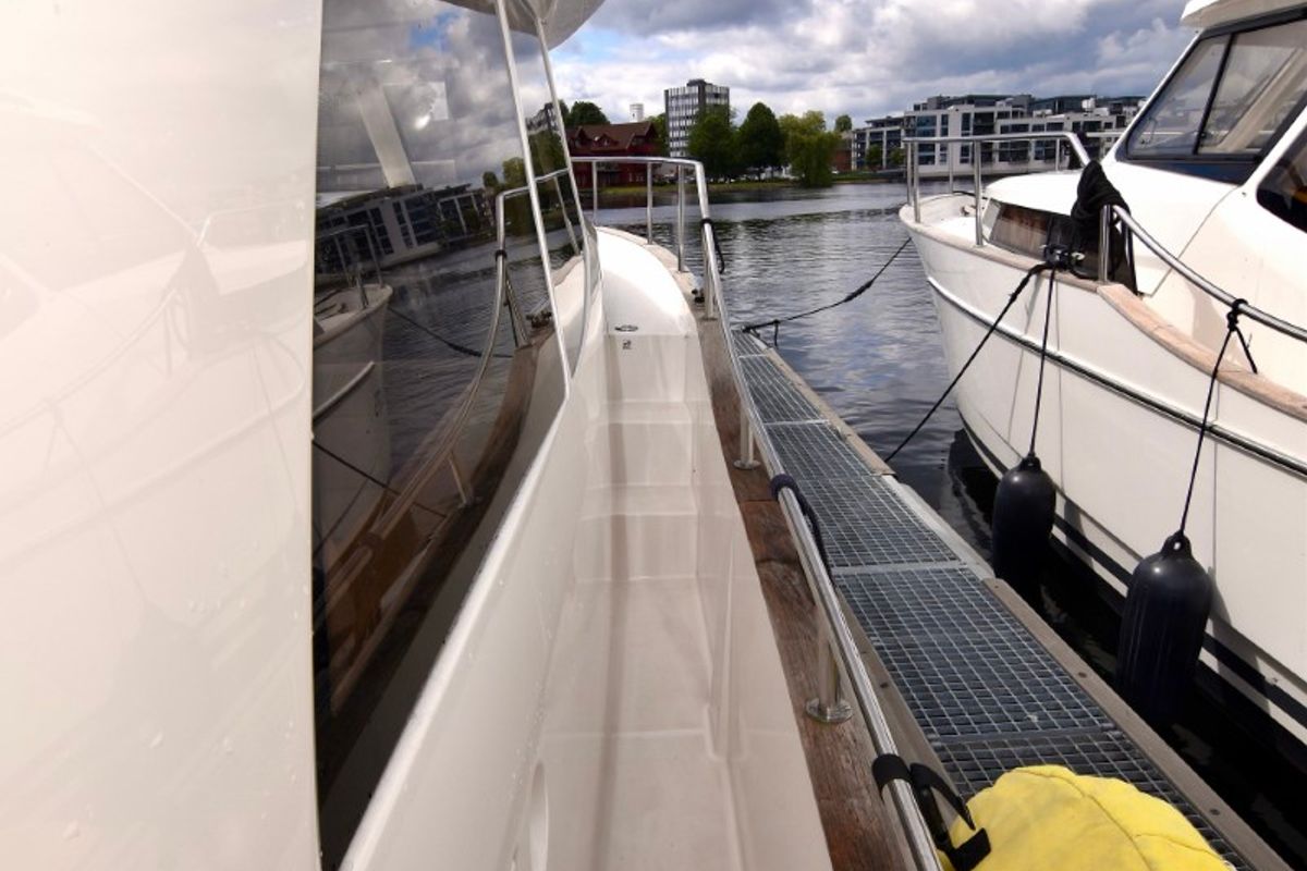 Deck of Dalen, a Greenline 33 yacht at Porsgrunn, Norway