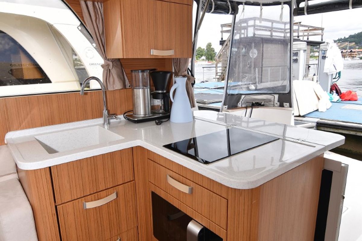Galley of Dalen, a Greenline 33 yacht at Porsgrunn, Norway