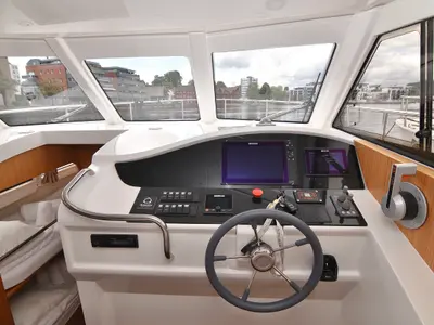 Cockpit of Dalen, a Greenline 33 yacht at Porsgrunn, Norway