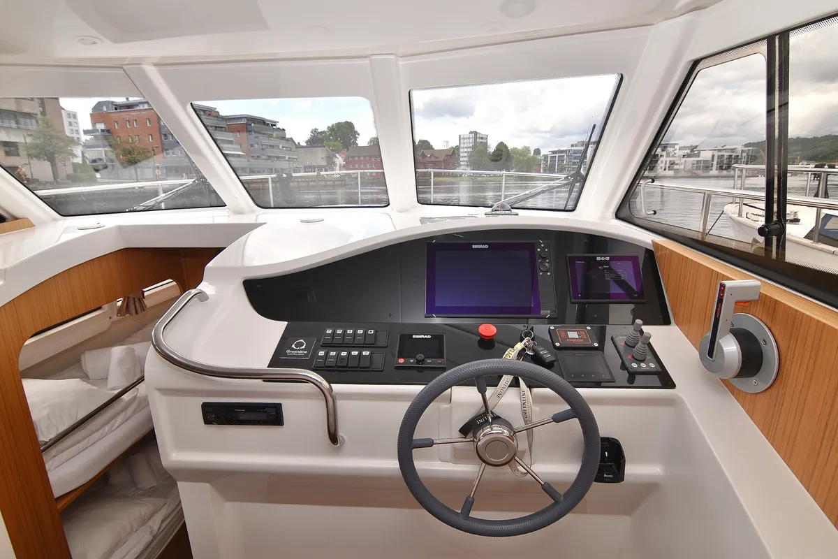Cockpit of Dalen, a Greenline 33 yacht at Porsgrunn, Norway