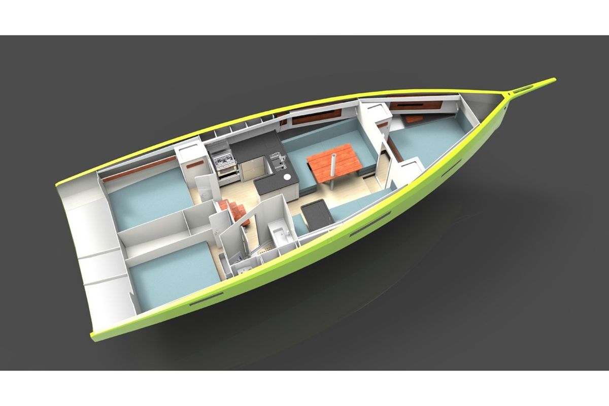 Floor plan of Caribbean Dandy, a RM Yachts RM 1180 sailboat at Port de Bormes-les-Mimosas, France