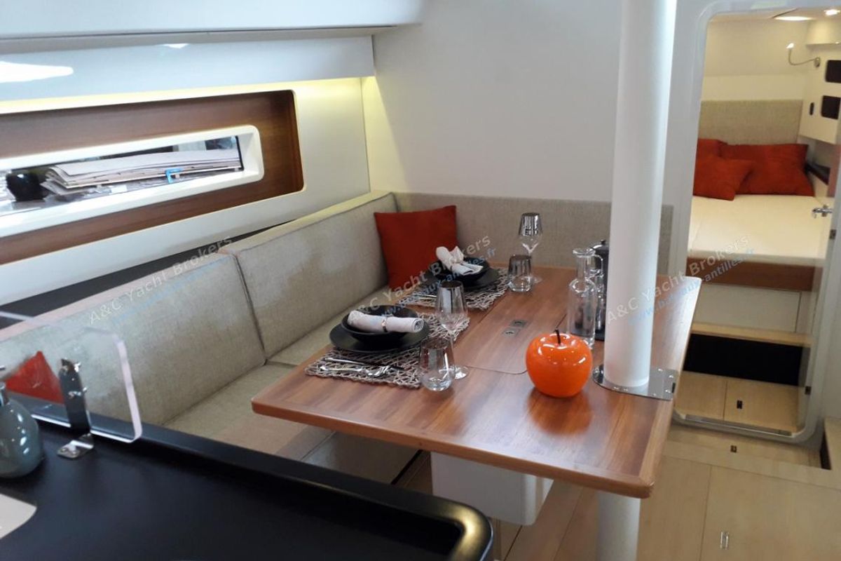 Salon of Caribbean Dandy, a RM Yachts RM 1180 sailboat at Port de Bormes-les-Mimosas, France