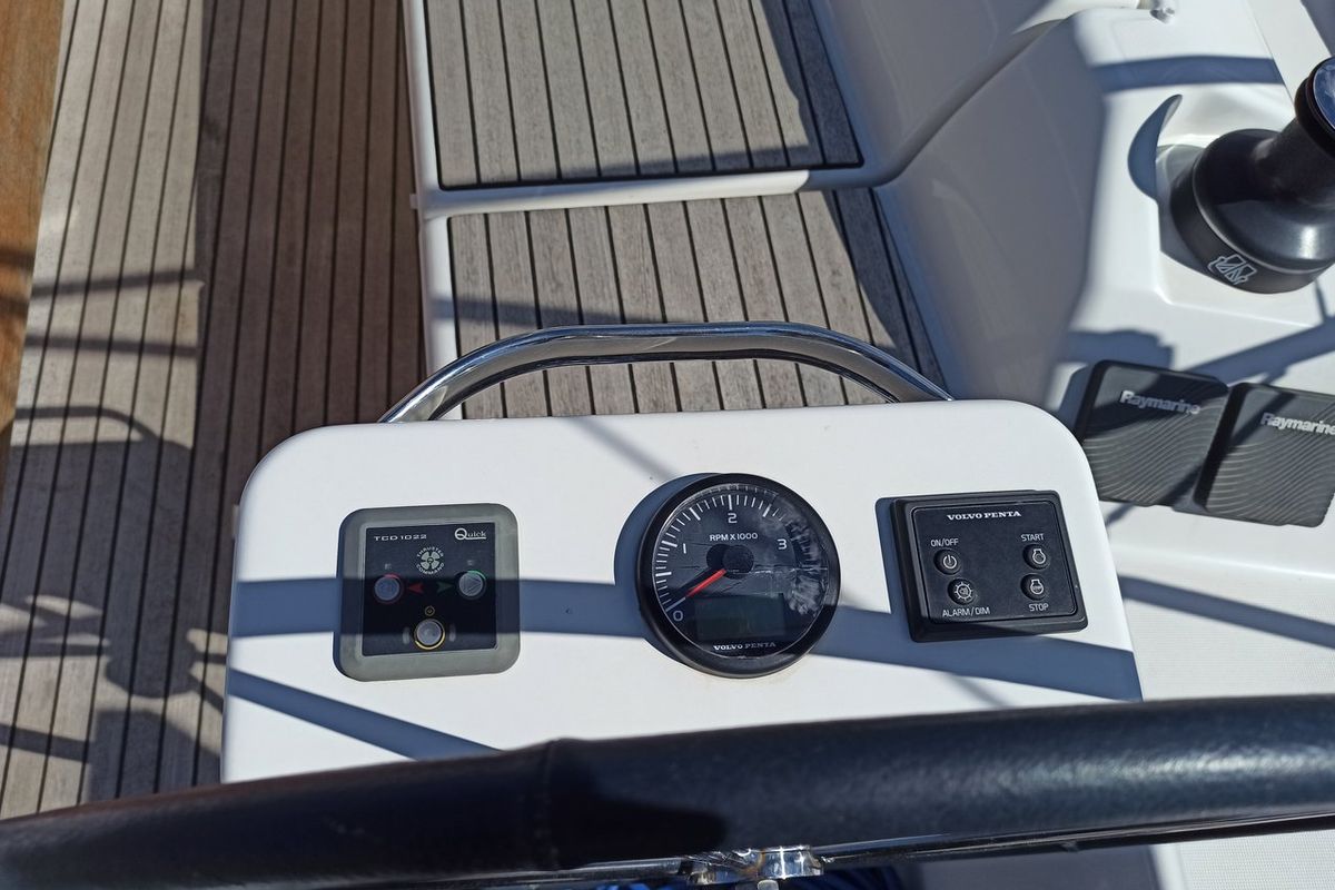 Cockpit of Esko, a Dufour 390 GL sailboat at Grad Pula, Croatia
