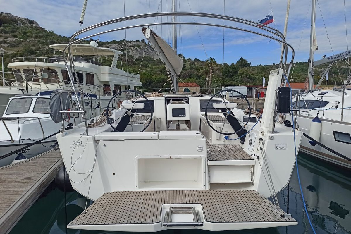 Exterior view of Esko, a Dufour 390 GL sailboat at Grad Pula, Croatia