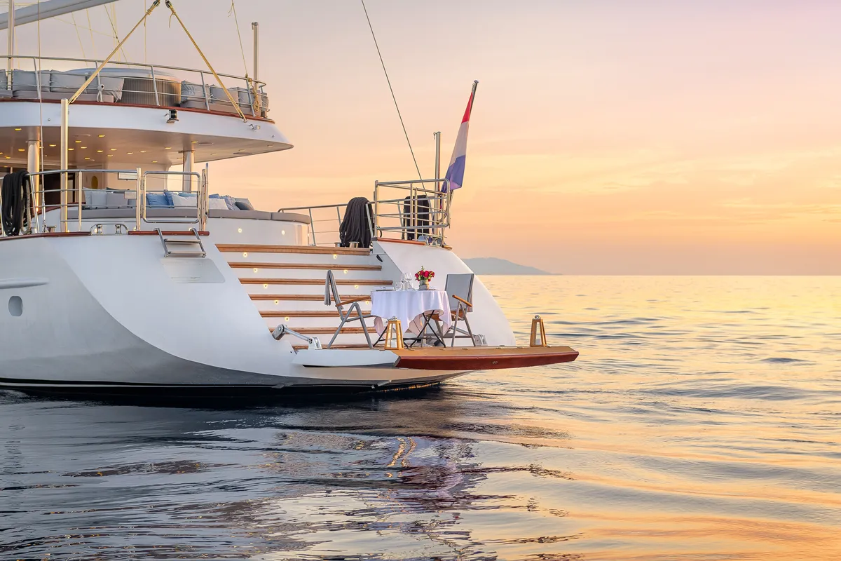 Exterior view of Lady Gita, a Gulet Motor sailer yacht at Split, Croatia