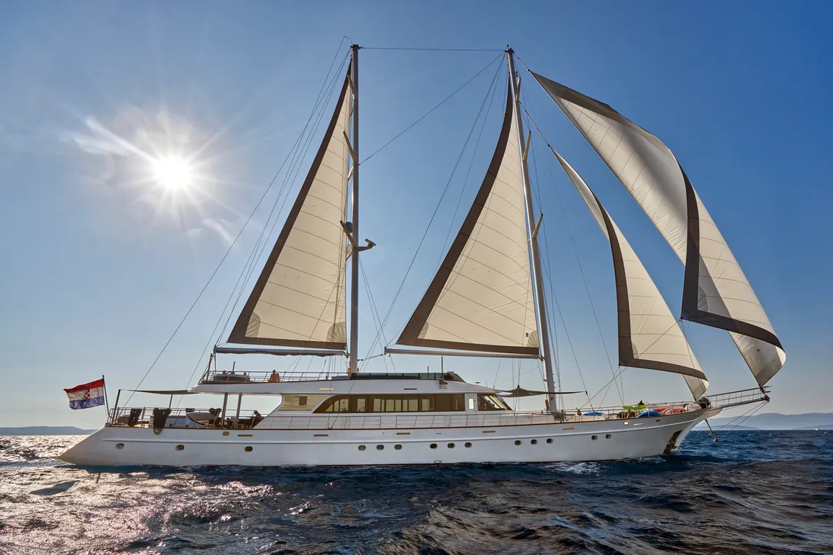 Exterior view of Lady Gita, a Gulet Motor sailer yacht at Split, Croatia