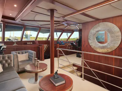 Cockpit of Lady Gita, a Gulet Motor sailer yacht at Split, Croatia