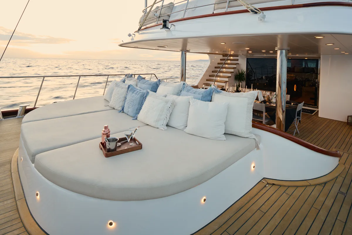 Deck of Lady Gita, a Gulet Motor sailer yacht at Split, Croatia