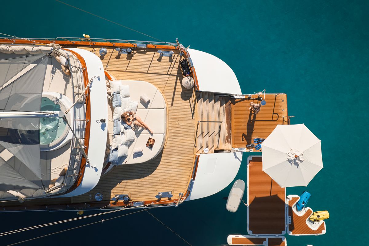 Salon of Lady Gita, a Gulet Motor sailer yacht at Split, Croatia
