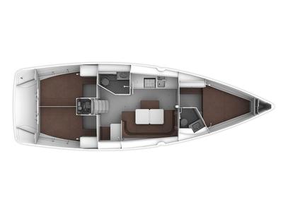 Floor plan of AF-B41C, a Bavaria Cruiser 41 sailboat at Municipal Unit of Lefkada, Greece