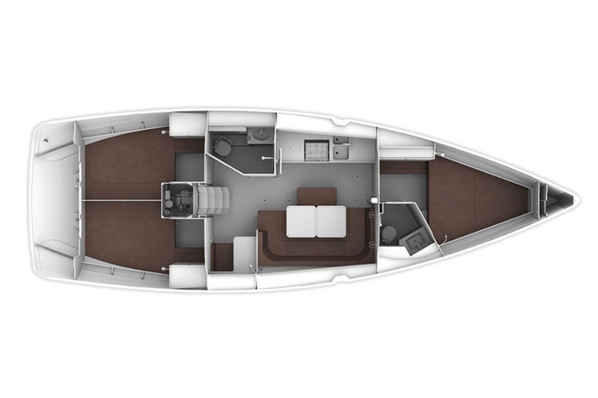 Floor plan of AF-B41C, a Bavaria Cruiser 41 sailboat at Municipal Unit of Lefkada, Greece