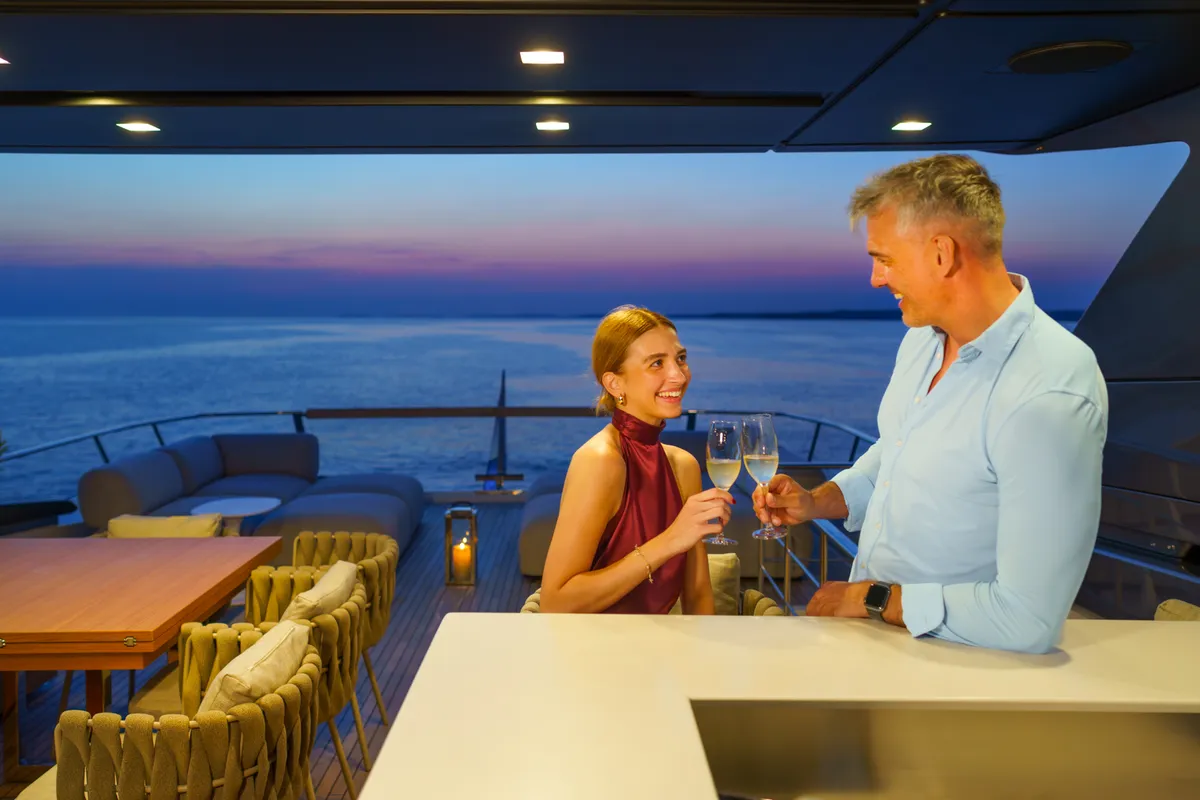 Deck of Primus, a Sanlorenzo San Lorenzo SL 96 yacht at Seget Donji, Croatia