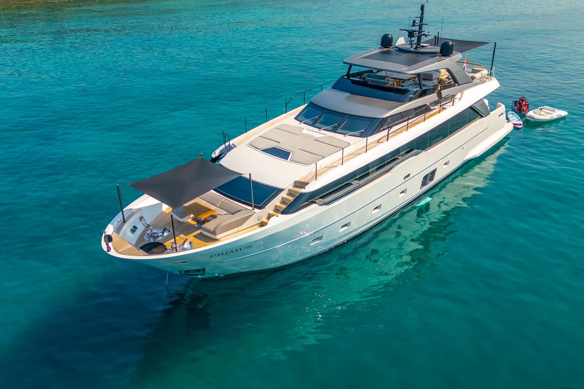Exterior view of Primus, a Sanlorenzo San Lorenzo SL 96 yacht at Seget Donji, Croatia