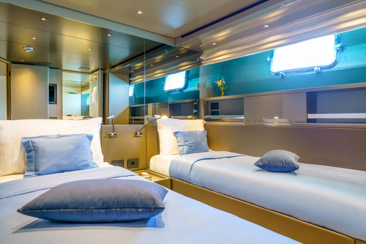 Cabin on Primus, a Sanlorenzo San Lorenzo SL 96 yacht at Seget Donji, Croatia