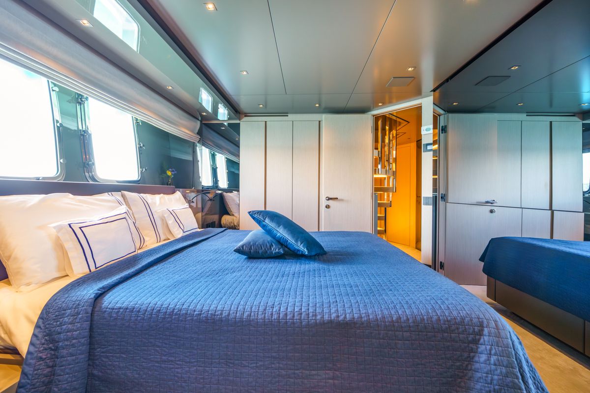 Cabin on Primus, a Sanlorenzo San Lorenzo SL 96 yacht at Seget Donji, Croatia