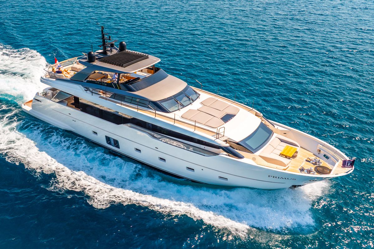 Exterior view of Primus, a Sanlorenzo San Lorenzo SL 96 yacht at Seget Donji, Croatia
