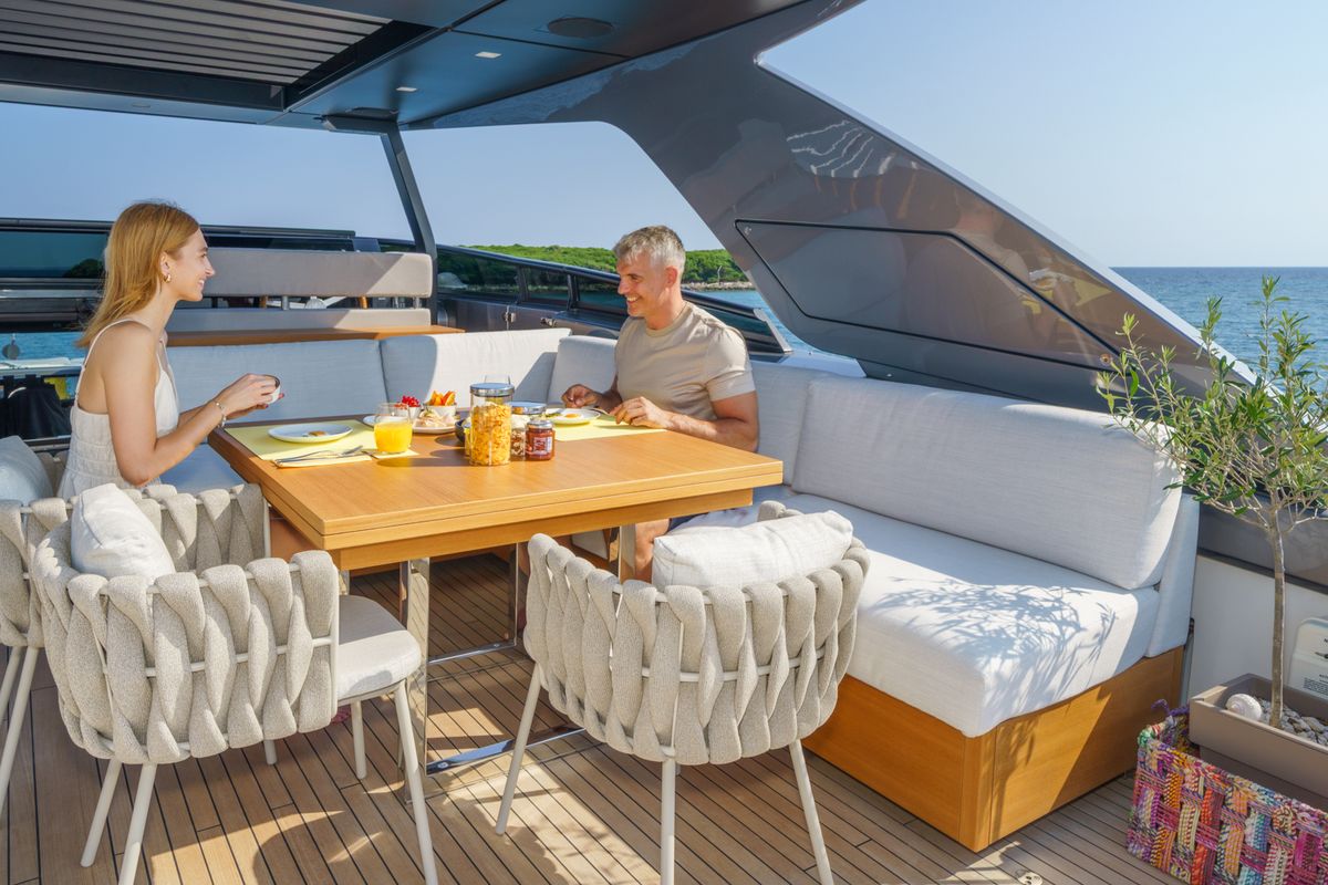 Deck of Primus, a Sanlorenzo San Lorenzo SL 96 yacht at Seget Donji, Croatia