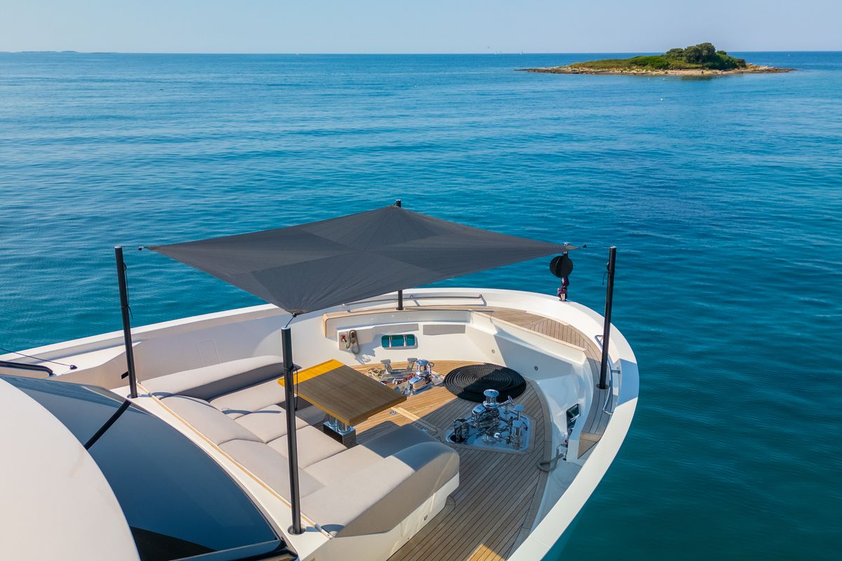 Deck of Primus, a Sanlorenzo San Lorenzo SL 96 yacht at Seget Donji, Croatia