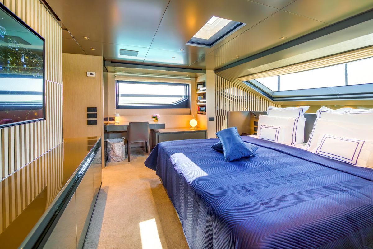 Cabin on Primus, a Sanlorenzo San Lorenzo SL 96 yacht at Seget Donji, Croatia
