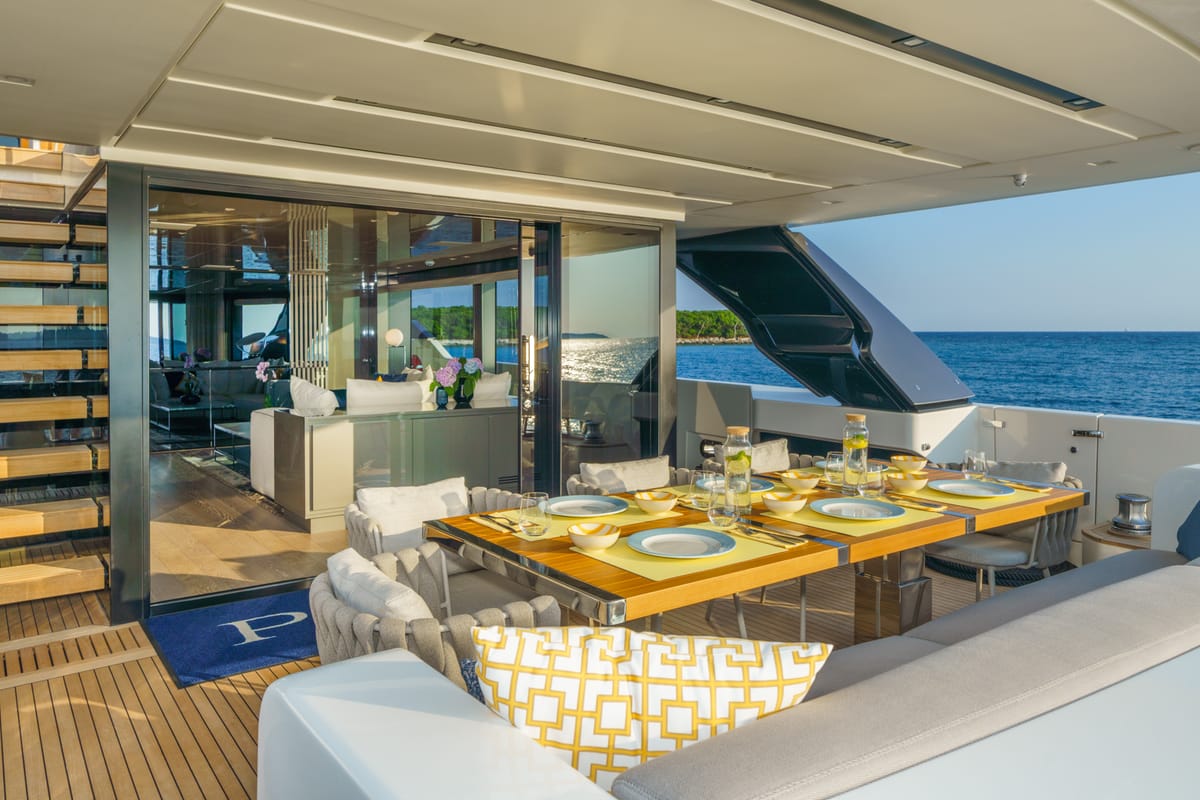 Deck of Primus, a Sanlorenzo San Lorenzo SL 96 yacht at Seget Donji, Croatia