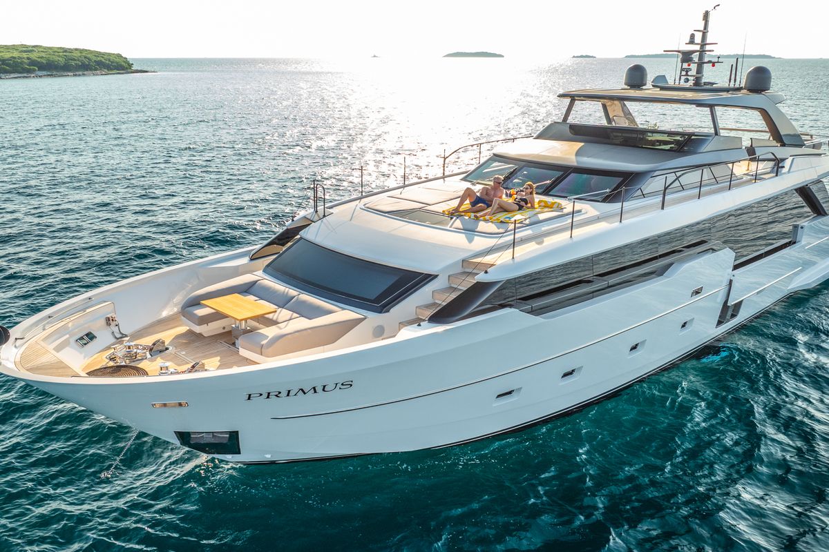 Exterior view of Primus, a Sanlorenzo San Lorenzo SL 96 yacht at Seget Donji, Croatia