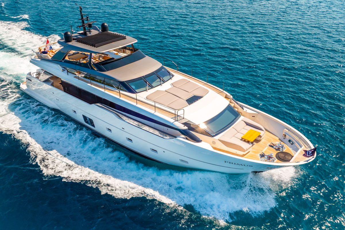 Exterior view of Primus, a Sanlorenzo San Lorenzo SL 96 yacht at Seget Donji, Croatia