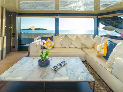 Salon of Primus, a Sanlorenzo San Lorenzo SL 96 yacht at Seget Donji, Croatia