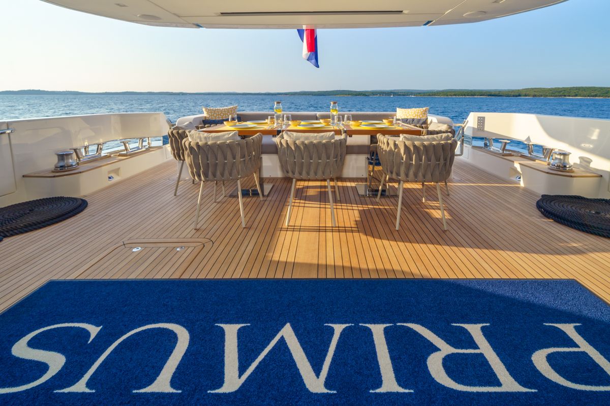 Deck of Primus, a Sanlorenzo San Lorenzo SL 96 yacht at Seget Donji, Croatia