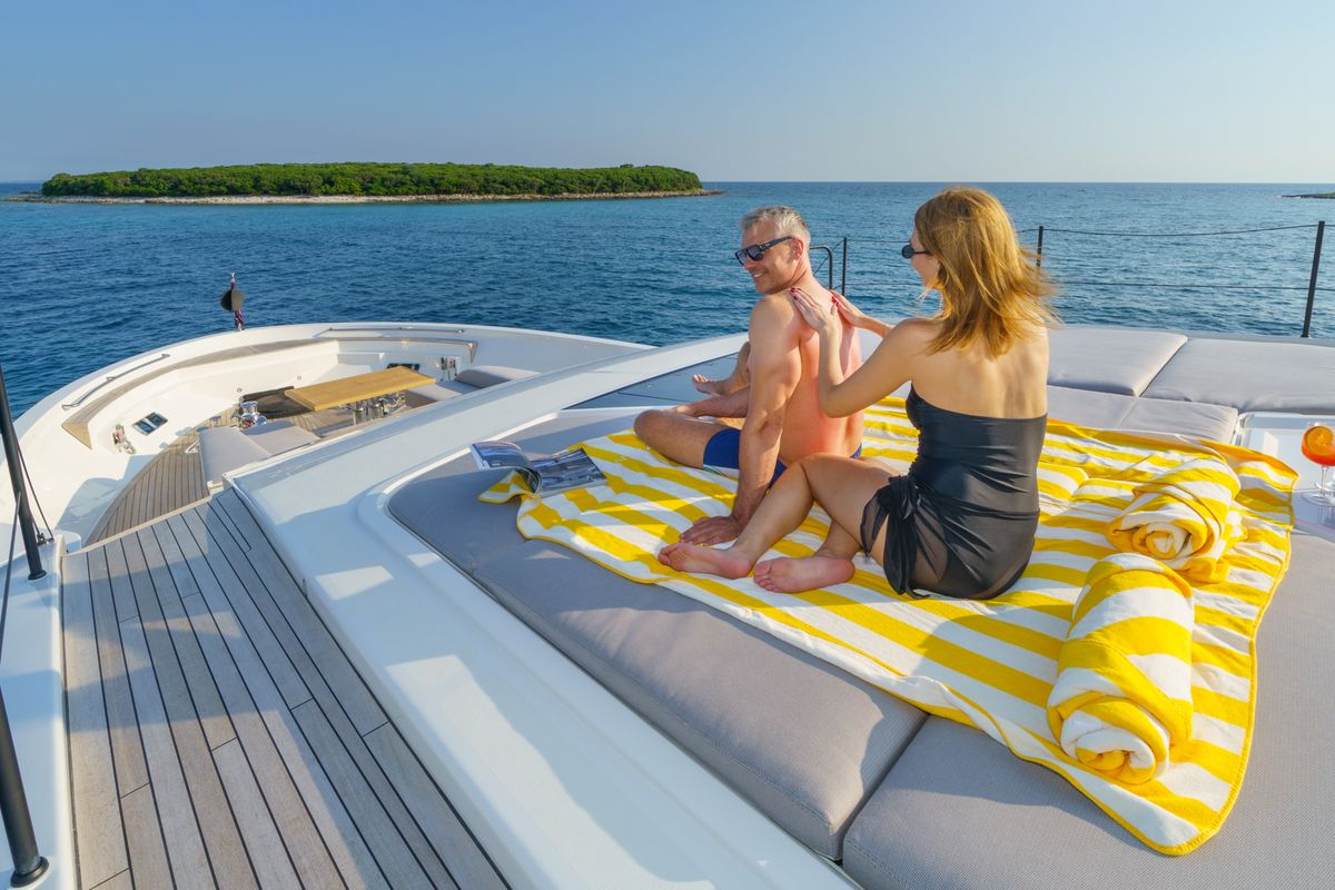 Deck of Primus, a Sanlorenzo San Lorenzo SL 96 yacht at Seget Donji, Croatia