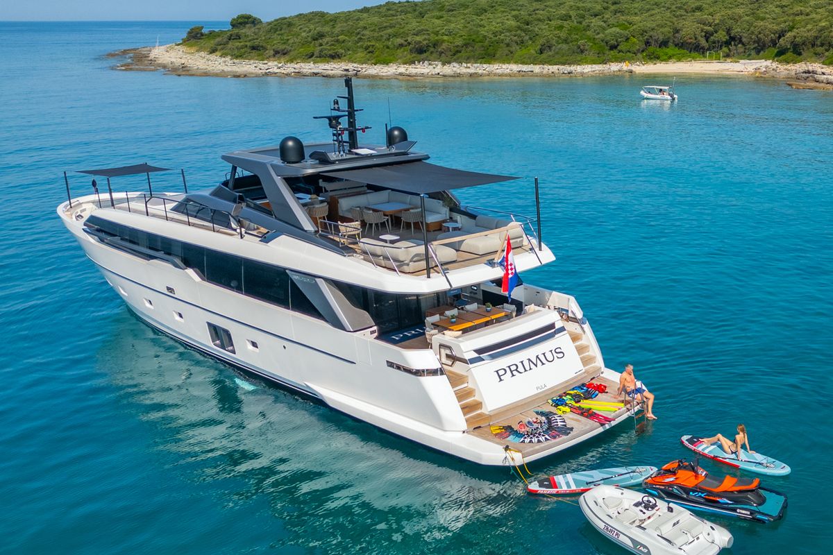 Exterior view of Primus, a Sanlorenzo San Lorenzo SL 96 yacht at Seget Donji, Croatia