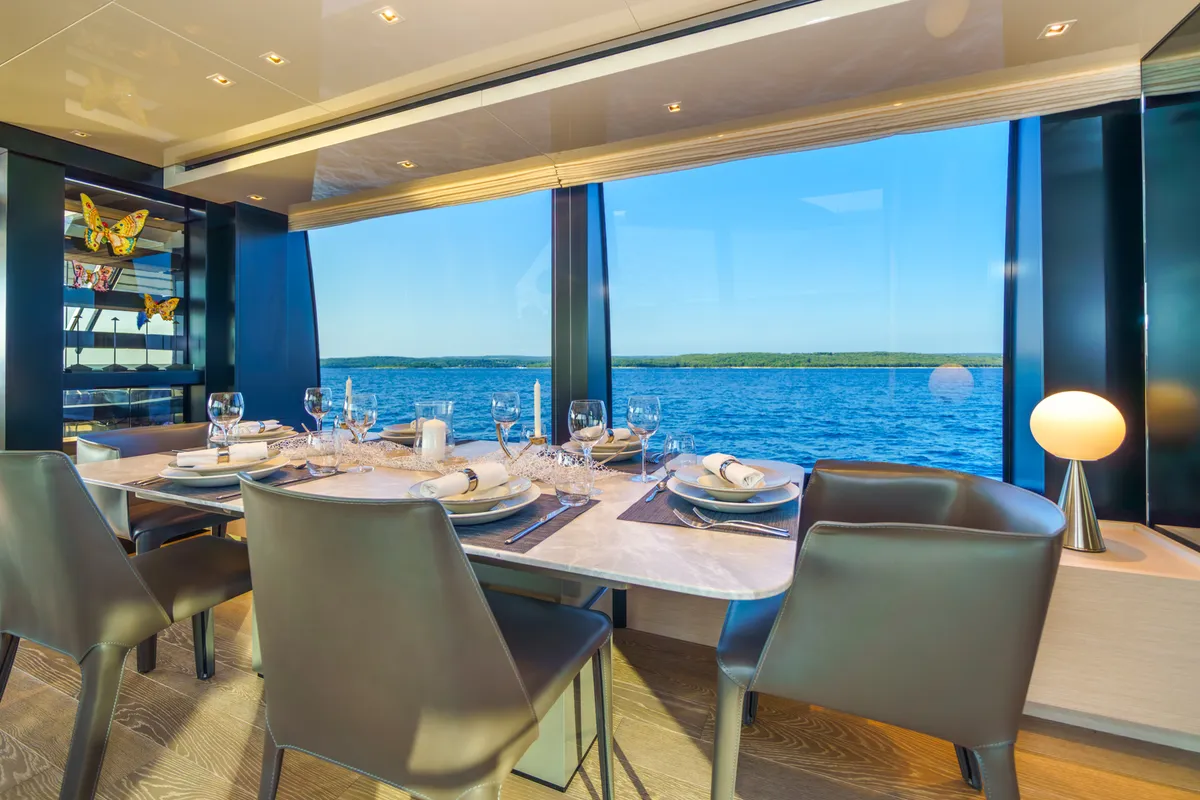 Salon of Primus, a Sanlorenzo San Lorenzo SL 96 yacht at Seget Donji, Croatia