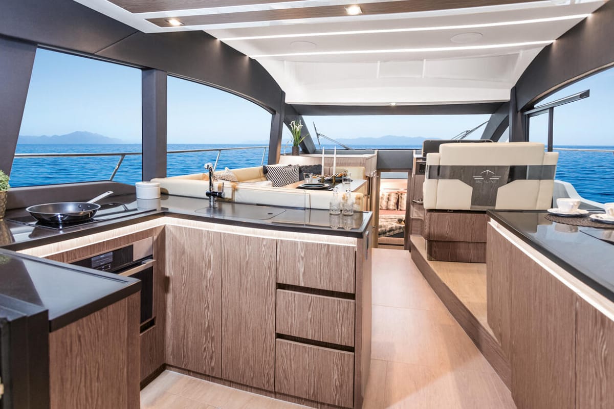 Galley of Tireless Too, a Sealine F430 yacht at Grad Kaštela, Croatia