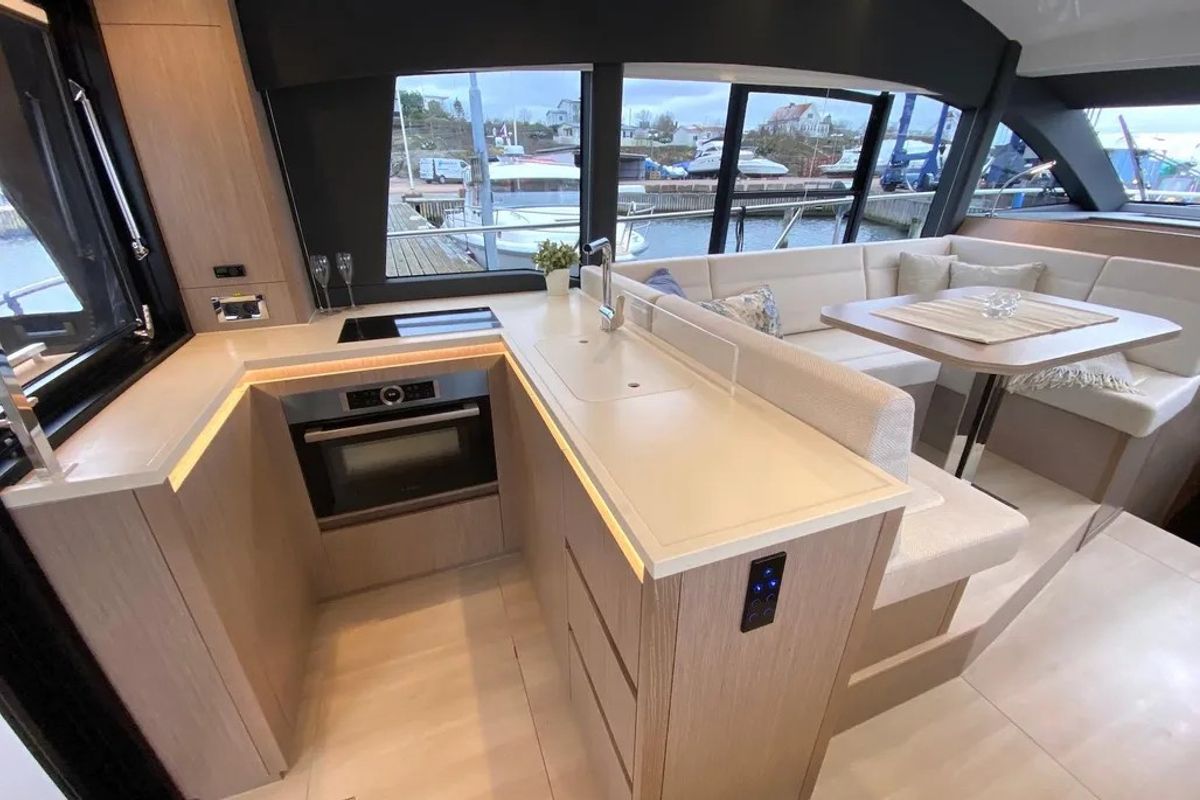 Galley of Tireless Too, a Sealine F430 yacht at Grad Kaštela, Croatia