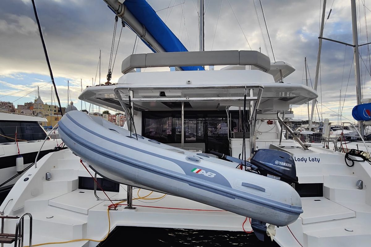 Lady Lety, a Leopard 45 catamaran at Procida, Italy