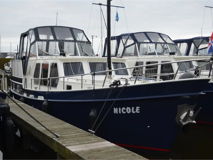 Exterior view of Nicole, a De Drait Kotterjacht 10.7 GL motorboat at Woudsend, Netherlands