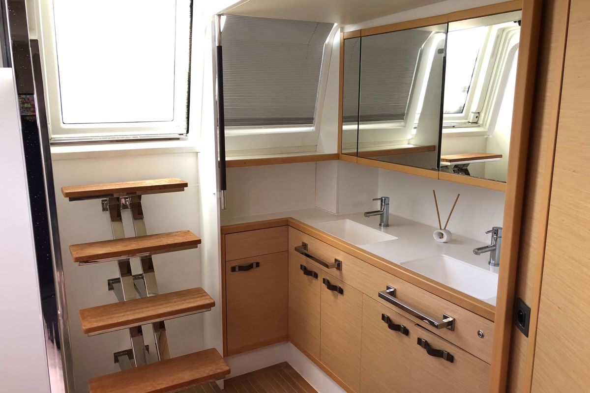 Head on ZS, a Lagoon 620 catamaran at Ibiza, Spain