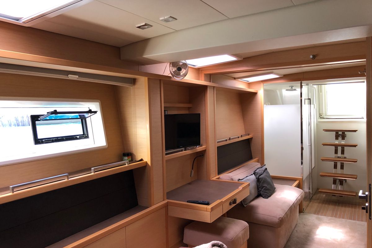 Cabin on ZS, a Lagoon 620 catamaran at Ibiza, Spain