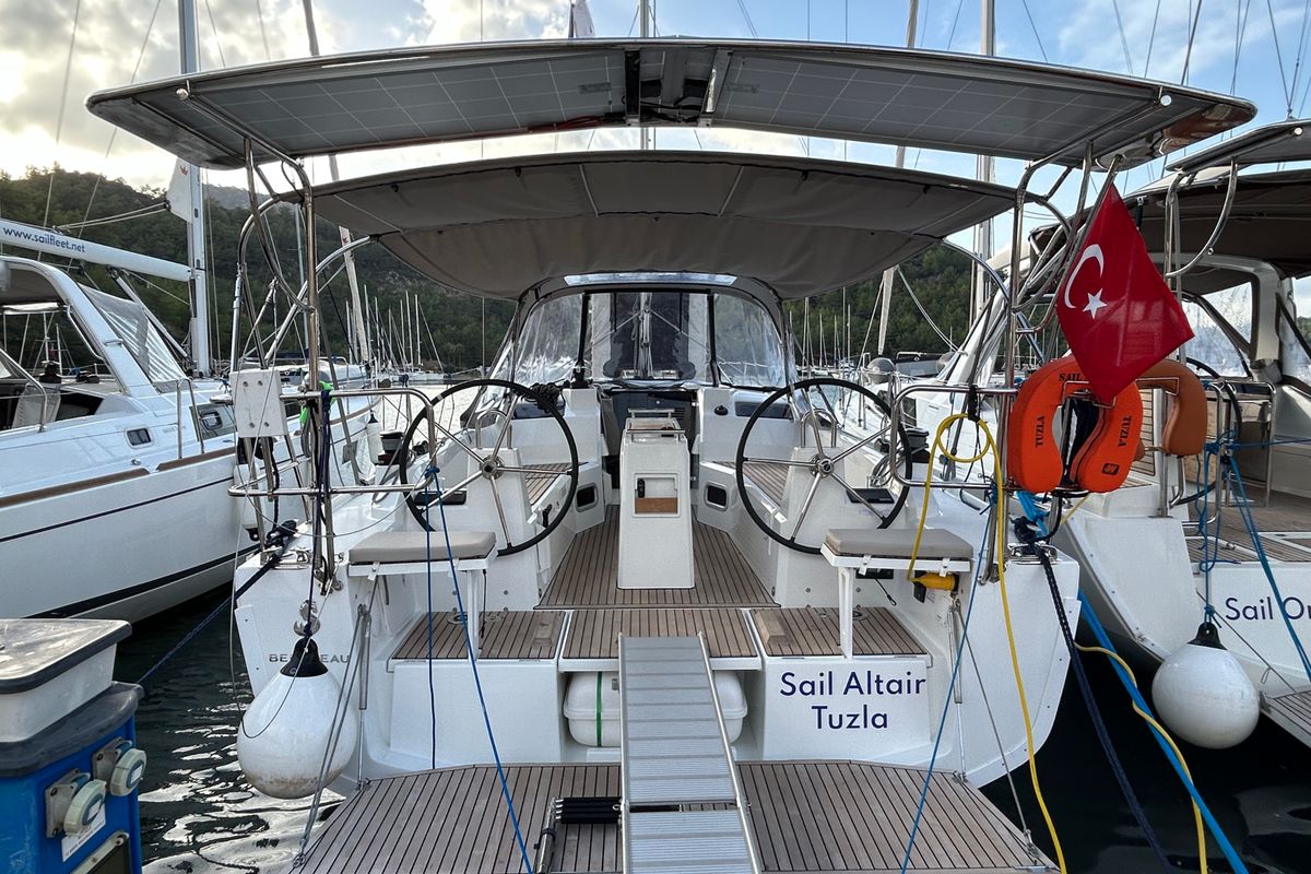 Cockpit of Sail Altair, a Beneteau Oceanis 34.1 sailboat at Marmaris, Turkey