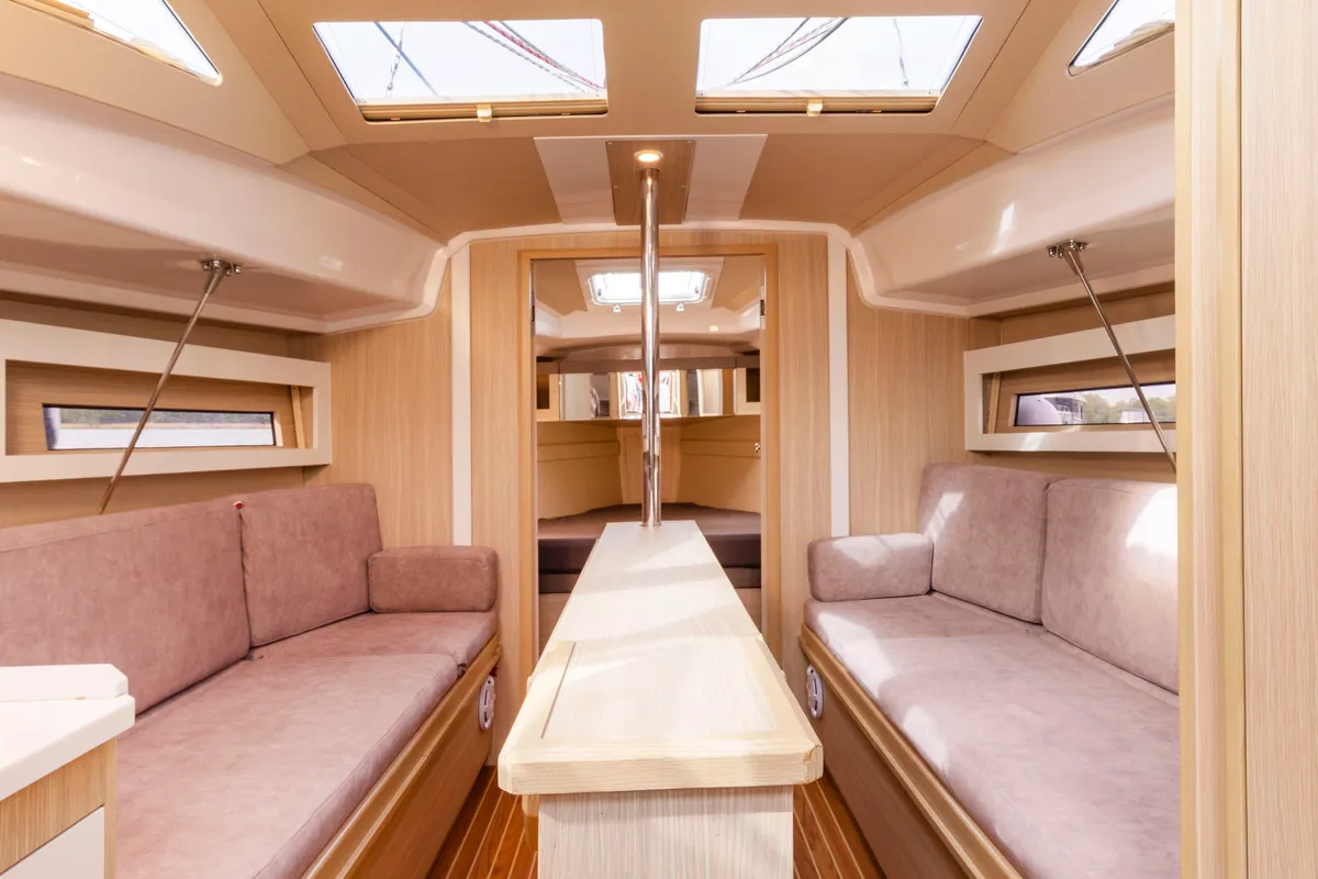 Salon of Wyspa Pajecza, a Northman Maxus 34 sailboat at Sztynort, Poland
