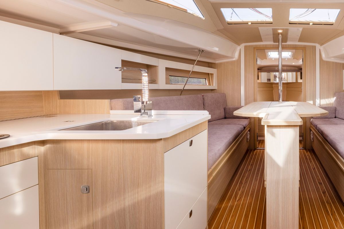 Salon of Wyspa Pajecza, a Northman Maxus 34 sailboat at Sztynort, Poland