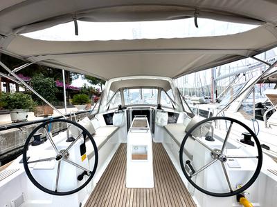 Salon of Sail Bellatrix, a Beneteau Oceanis 38.1 sailboat at Fethiye, Turkey