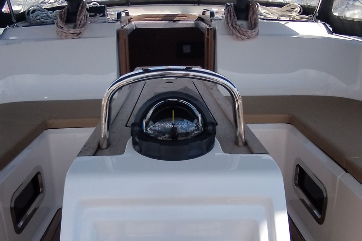 Cockpit of Mirka 5, a Bavaria Cruiser 46 sailboat at Split, Croatia