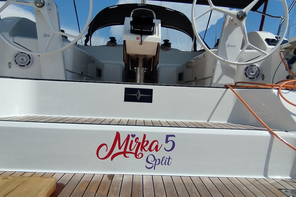 Deck of Mirka 5, a Bavaria Cruiser 46 sailboat at Split, Croatia