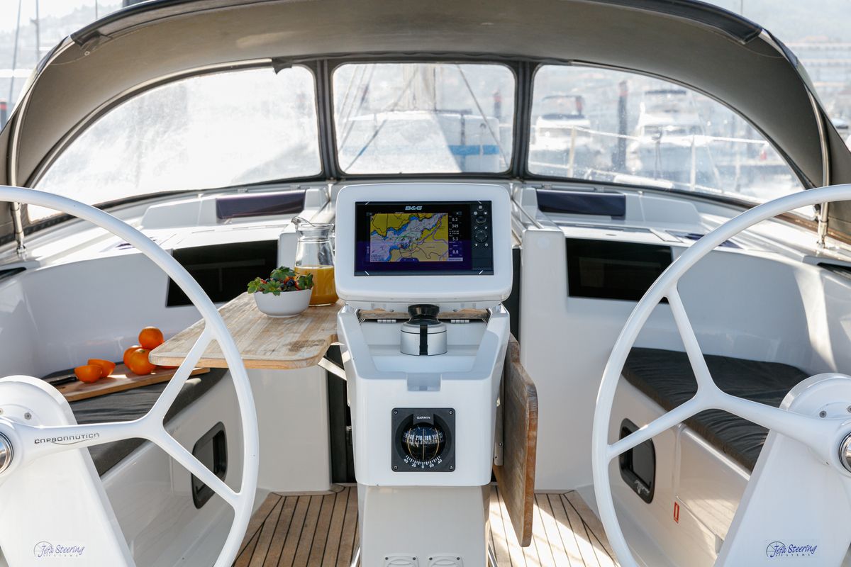 Kraken, a Hanse Yachts Hanse 415 sailboat at Baiona, Spain