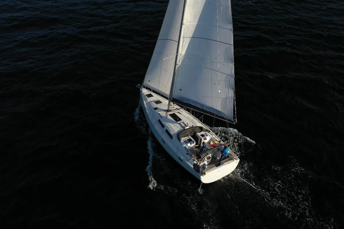 Kraken, a Hanse Yachts Hanse 415 sailboat at Baiona, Spain