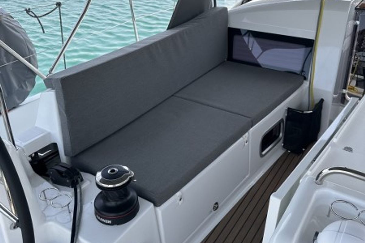 Deck of Taurus, a Jeanneau Sun Odyssey 440 sailboat at Općina Sukošan, Croatia