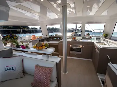 Galley of Jack Pearl, a Bali Catspace catamaran at Ajaccio, France